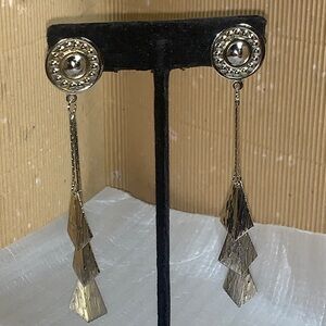Silver Tone Dangle Drop Earrings - Elegant Geometric Cascade
